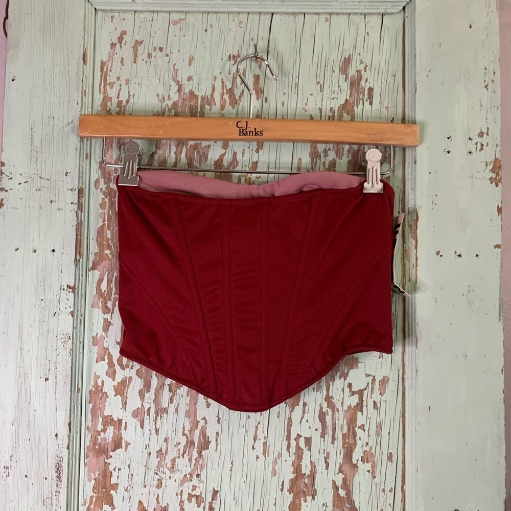 Women’s NWT URBAN dark red and pink corset size M #romantic #coquette #preppy